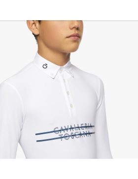 Cavalleria Toscana - Enfant - Polo de concours manches longues POO085 Garçon Blanc