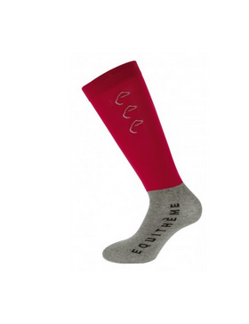 Equitheme-Chaussettes-Paire de Chaussette x 2 Rouge/Gris