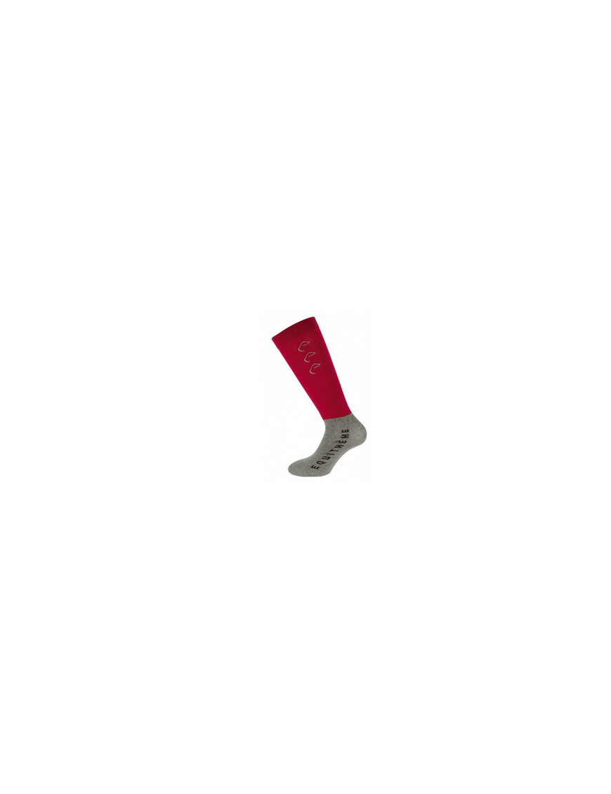 Equitheme-Chaussettes-Paire de Chaussette x 2 Rouge/Gris