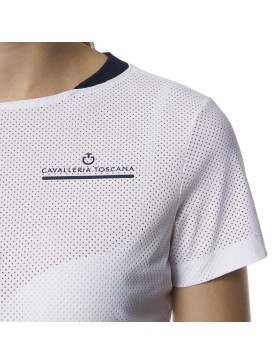 Cavalleria Toscana - T-Shirts - T-Shirt Perforé Femme TSD041 Blanc