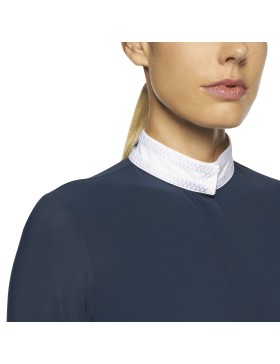 Cavalleria Toscana - Polos - Polo de compétition manches longues Femme CAD195 Bleu Cobalt