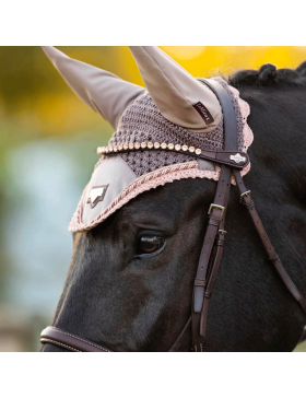 LeMieux - Cheval - Frontal en cuir noir Swaroski Rose