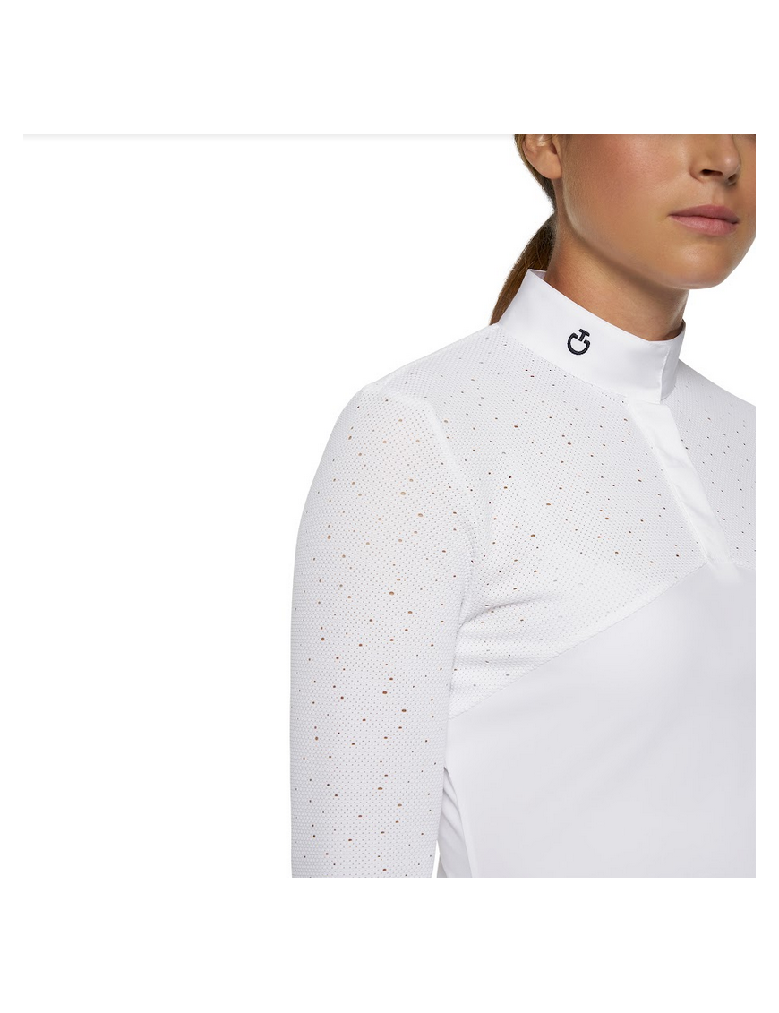 Cavalleria Toscana - Femme - Polo de concours manches longues CAD203 Blanc