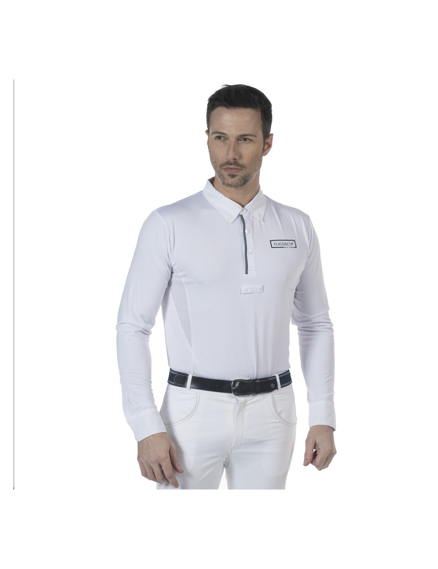 Flag's And Cup - Polos et Chemises - Polo Homme Comodoro Manches Longues Blanc