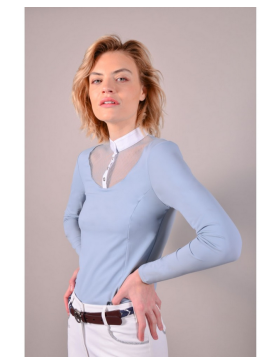 Harcour - Femme - Polo manches longues Corrado Bleu ciel SS22