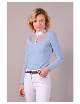 Harcour - Femme - Polo manches longues Corrado Bleu ciel SS22