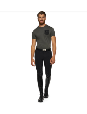 Cavalleria Toscana - Homme - T-shirt piqué avec poche coeur PAU059 Noir